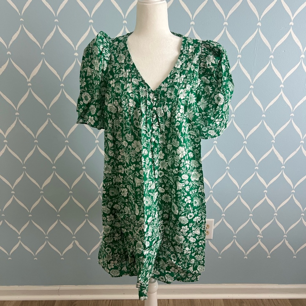 Floral Green Mini Dress